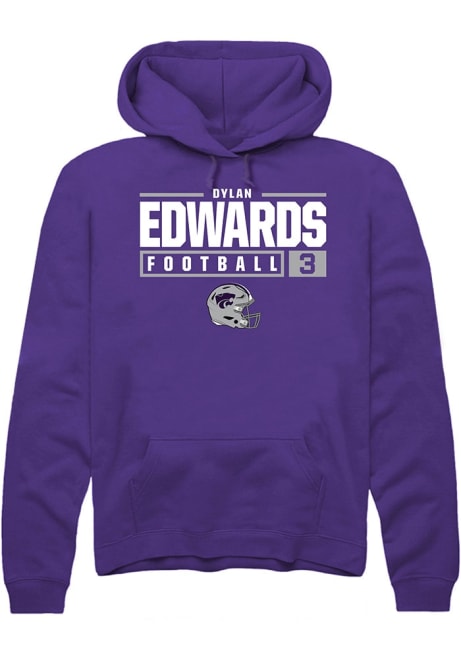 Dylan Edwards Rally Mens Purple K-State Wildcats NIL Stacked Box Hooded Sweatshirt