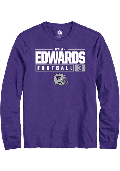 Dylan Edwards Rally Mens Purple K-State Wildcats NIL Stacked Box Tee