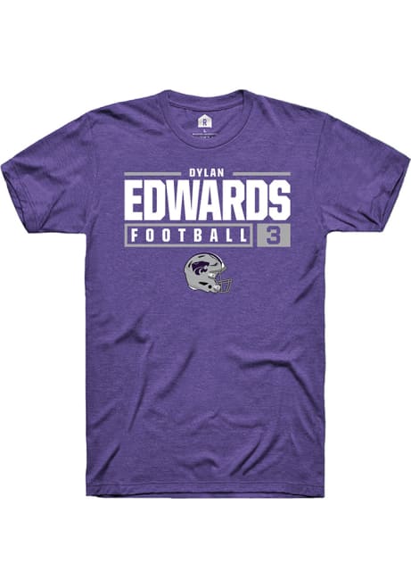 Dylan Edwards Purple K-State Wildcats NIL Stacked Box Short Sleeve T Shirt