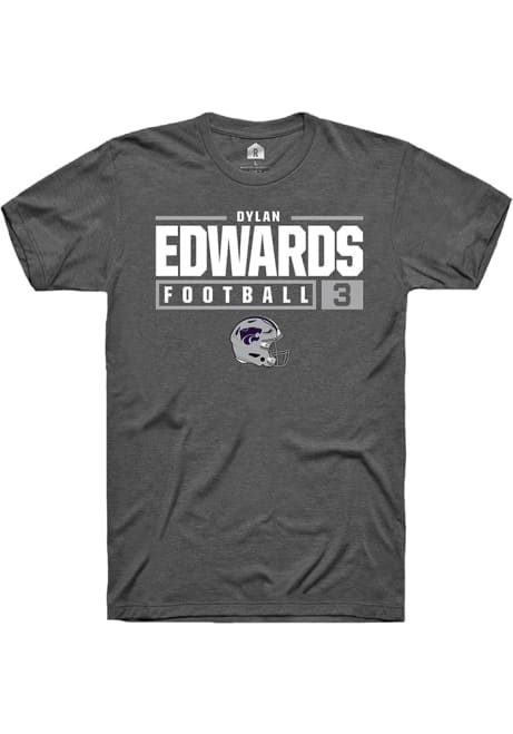 Dylan Edwards Dark Grey K-State Wildcats NIL Stacked Box Short Sleeve T Shirt