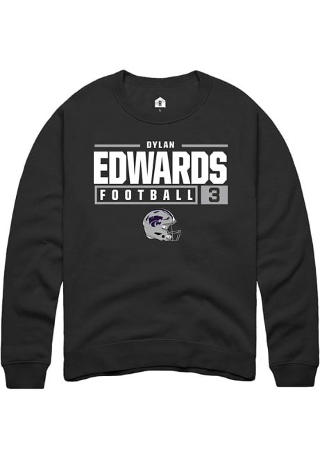 Dylan Edwards Rally Mens Black K-State Wildcats NIL Stacked Box Crew Sweatshirt