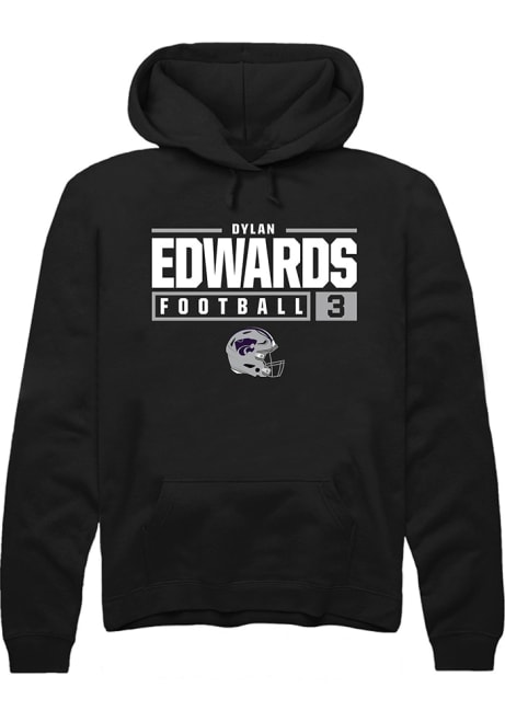 Dylan Edwards Rally Mens Black K-State Wildcats NIL Stacked Box Hooded Sweatshirt