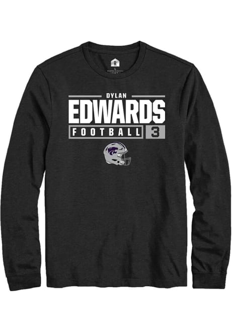 Dylan Edwards Rally Mens Black K-State Wildcats NIL Stacked Box Tee