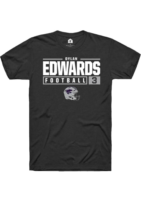 Dylan Edwards Black K-State Wildcats NIL Stacked Box Short Sleeve T Shirt