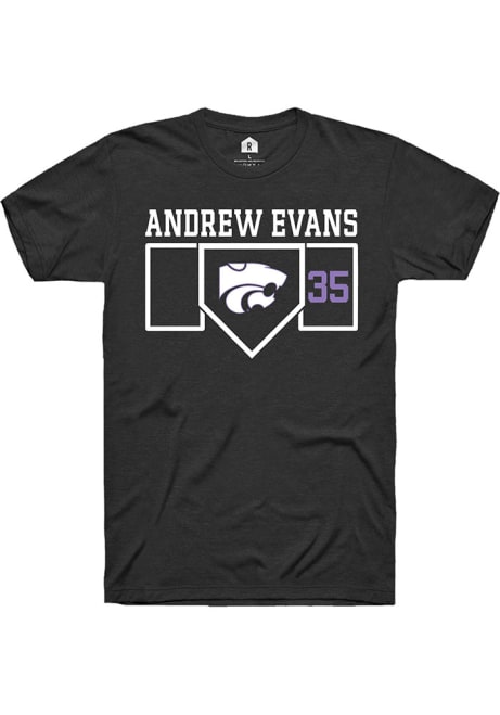 Andrew Evans Black K-State Wildcats NIL Playing Field Short Sleeve T Shirt
