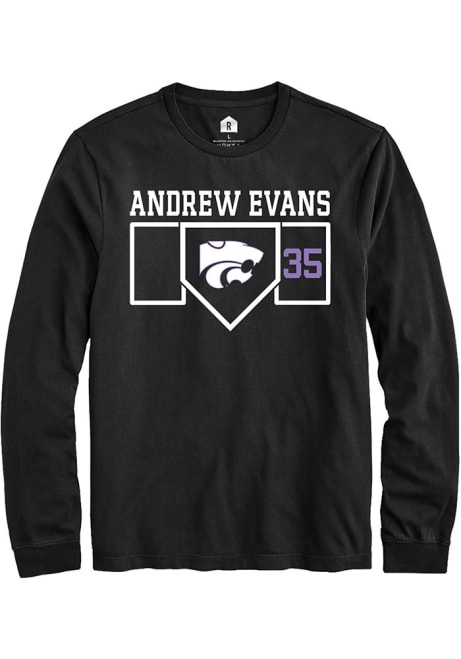 Andrew Evans Rally Mens Black K-State Wildcats NIL Playing Field Tee