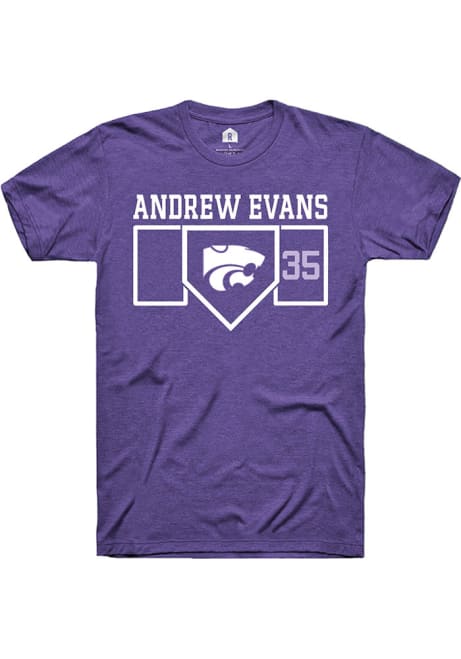 Andrew Evans Purple K-State Wildcats NIL Playing Field Short Sleeve T Shirt