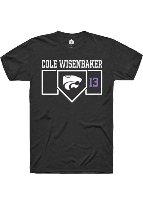 Cole Wisenbaker Black K-State Wildcats NIL Playing Field Short Sleeve T Shirt