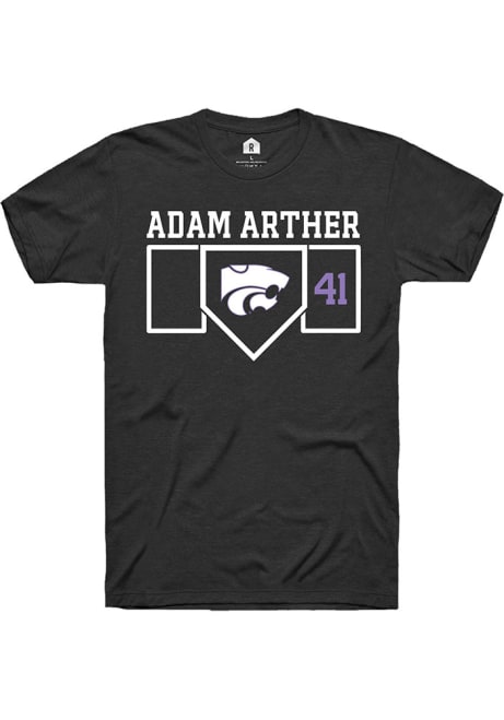 Adam Arther Black K-State Wildcats NIL Playing Field Short Sleeve T Shirt