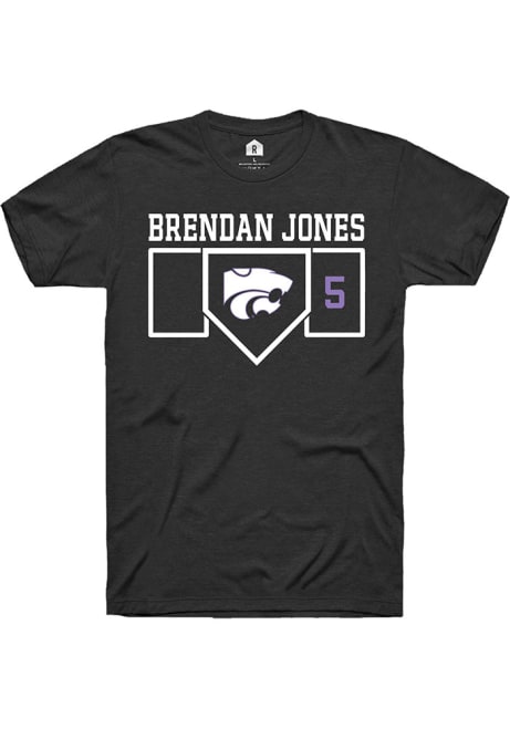 Brendan Jones Black K-State Wildcats NIL Playing Field Short Sleeve T Shirt