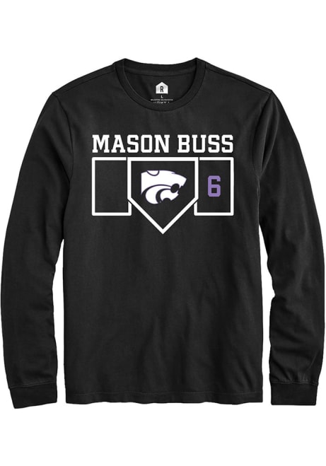 Mason Buss Rally Mens Black K-State Wildcats NIL Playing Field Tee