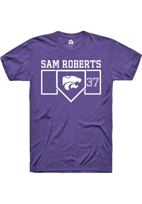 Sam Roberts Purple K-State Wildcats NIL Playing Field Short Sleeve T Shirt