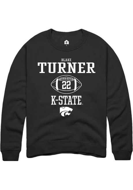 Blake Turner Rally Mens Black K-State Wildcats NIL Sport Icon Crew Sweatshirt