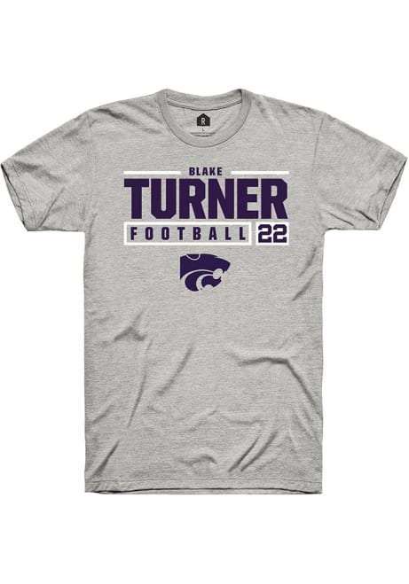 Blake Turner Ash K-State Wildcats NIL Stacked Box Short Sleeve T Shirt