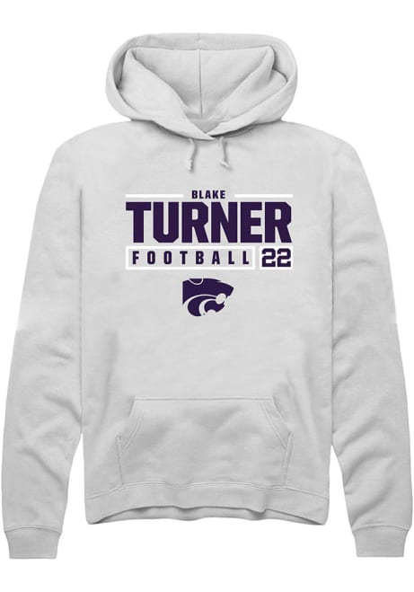 Blake Turner Rally Mens White K-State Wildcats NIL Stacked Box Hooded Sweatshirt