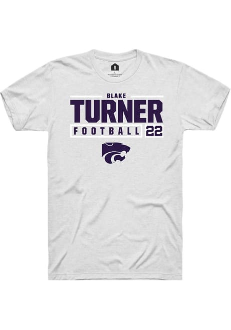 Blake Turner White K-State Wildcats NIL Stacked Box Short Sleeve T Shirt