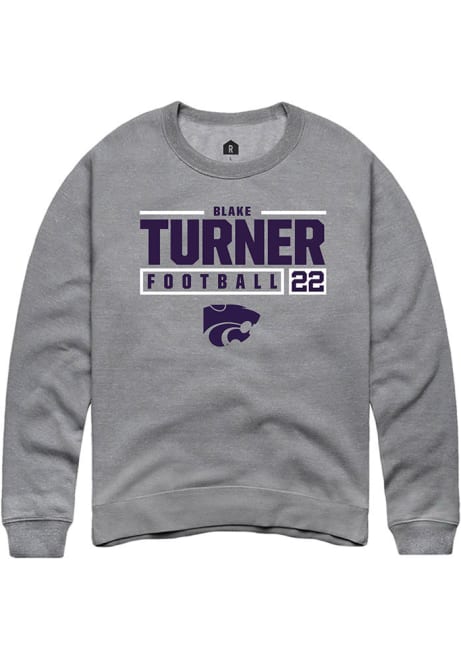 Blake Turner Rally Mens Graphite K-State Wildcats NIL Stacked Box Crew Sweatshirt