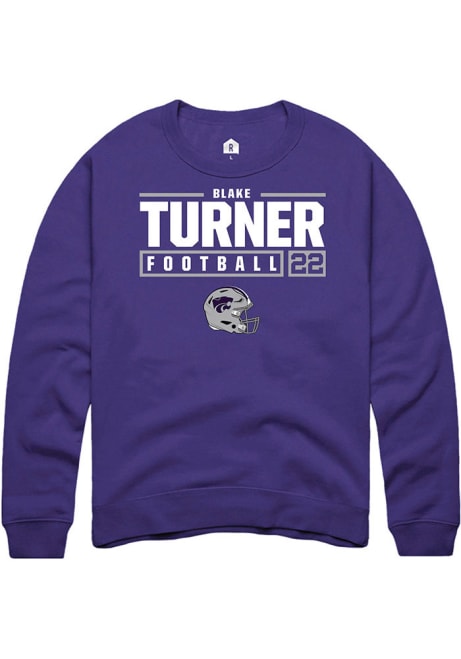 Blake Turner Rally Mens Purple K-State Wildcats NIL Stacked Box Crew Sweatshirt