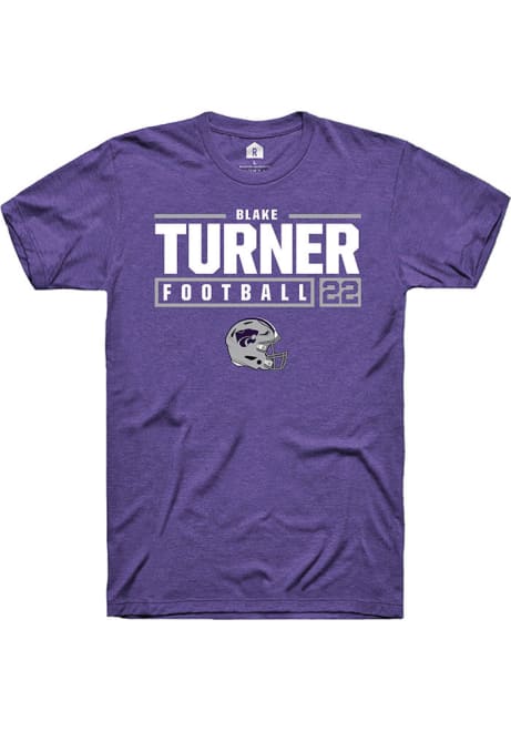 Blake Turner Purple K-State Wildcats NIL Stacked Box Short Sleeve T Shirt