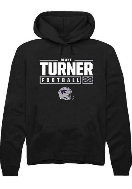 Blake Turner Rally Mens Black K-State Wildcats NIL Stacked Box Hooded Sweatshirt