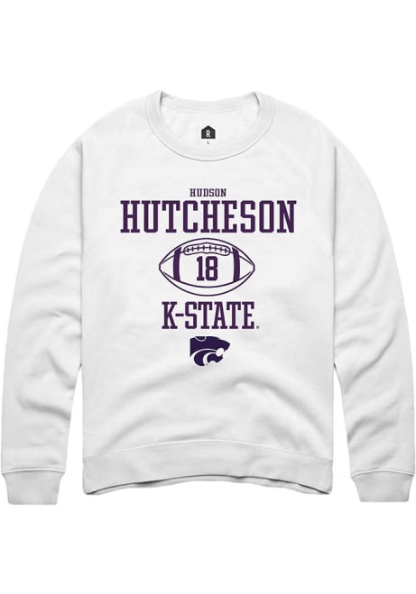 Hudson Hutcheson Rally Mens White K-State Wildcats NIL Sport Icon Crew Sweatshirt