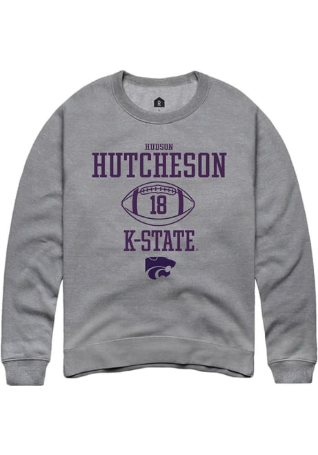 Hudson Hutcheson Rally Mens Graphite K-State Wildcats NIL Sport Icon Crew Sweatshirt