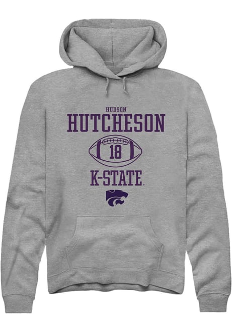 Hudson Hutcheson Rally Mens Graphite K-State Wildcats NIL Sport Icon Hooded Sweatshirt