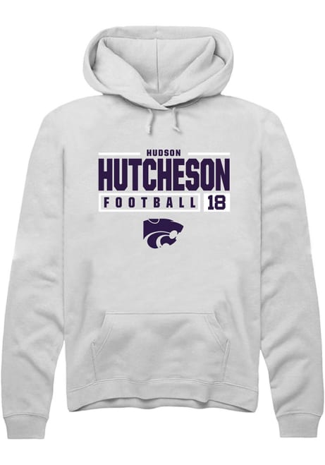 Hudson Hutcheson Rally Mens White K-State Wildcats NIL Stacked Box Hooded Sweatshirt