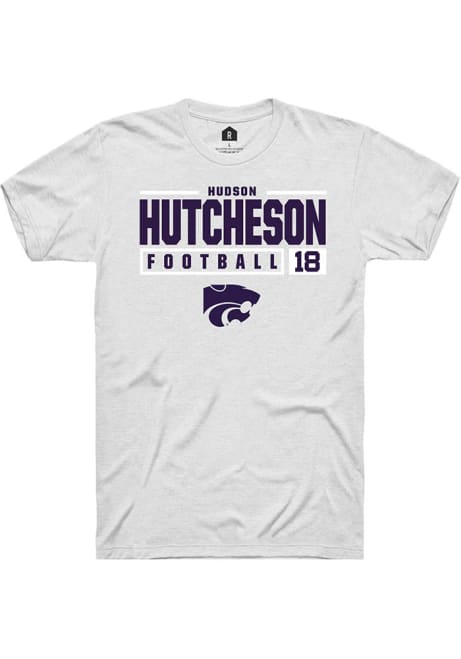 Hudson Hutcheson White K-State Wildcats NIL Stacked Box Short Sleeve T Shirt