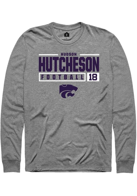 Hudson Hutcheson Rally Mens Graphite K-State Wildcats NIL Stacked Box Tee