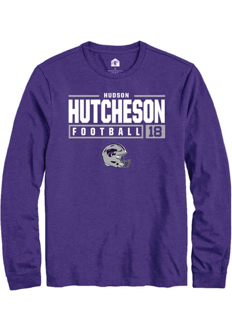 Hudson Hutcheson Rally Mens Purple K-State Wildcats NIL Stacked Box Tee