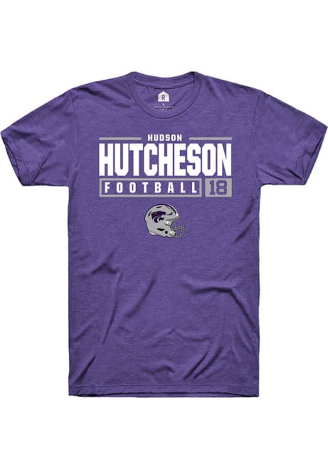 Hudson Hutcheson Purple K-State Wildcats NIL Stacked Box Short Sleeve T Shirt