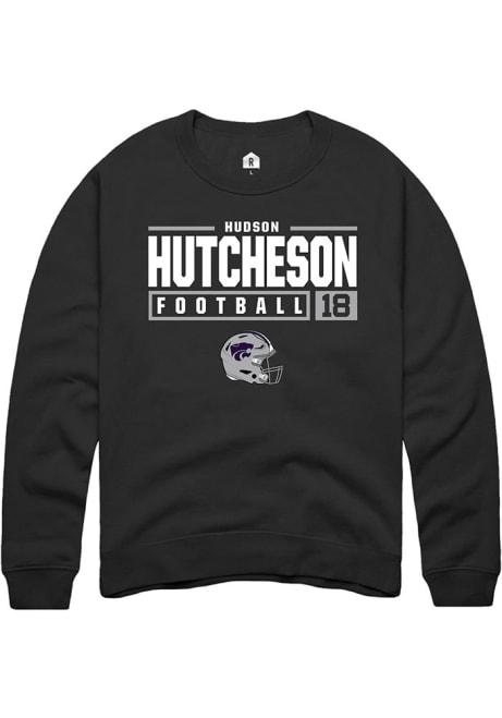 Hudson Hutcheson Rally Mens Black K-State Wildcats NIL Stacked Box Crew Sweatshirt