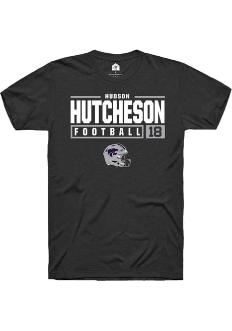 Hudson Hutcheson Black K-State Wildcats NIL Stacked Box Short Sleeve T Shirt