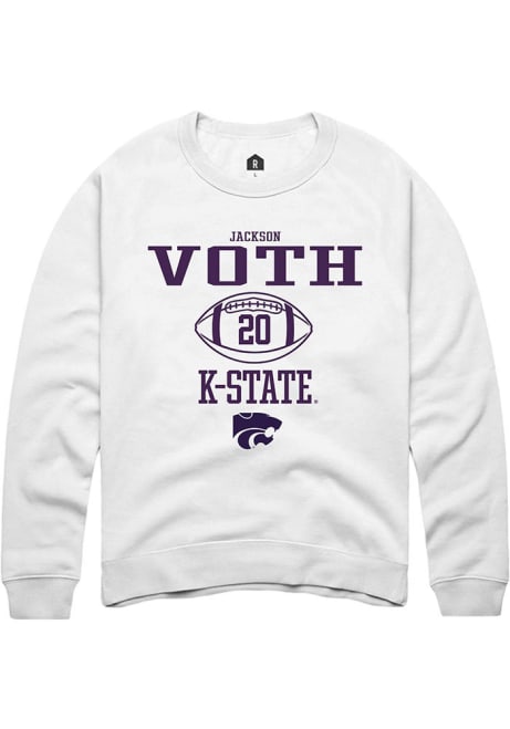 Jackson Voth Rally Mens White K-State Wildcats NIL Sport Icon Crew Sweatshirt