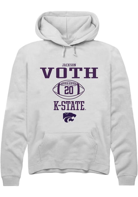 Jackson Voth Rally Mens White K-State Wildcats NIL Sport Icon Hooded Sweatshirt