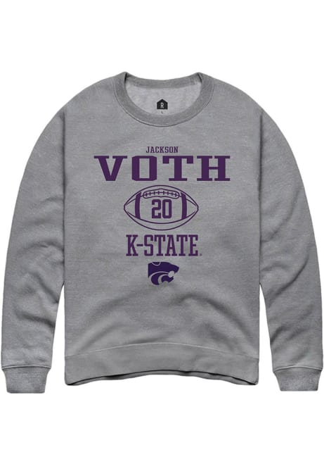 Jackson Voth Rally Mens Graphite K-State Wildcats NIL Sport Icon Crew Sweatshirt