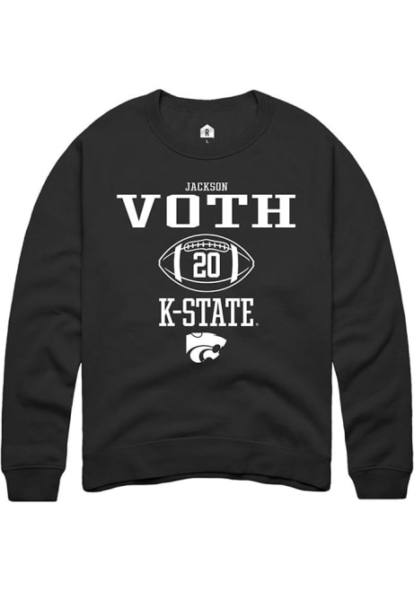 Jackson Voth Rally Mens Black K-State Wildcats NIL Sport Icon Crew Sweatshirt