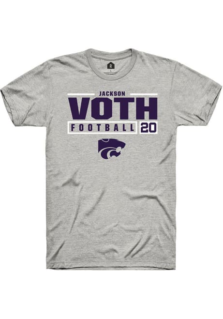 Jackson Voth Ash K-State Wildcats NIL Stacked Box Short Sleeve T Shirt