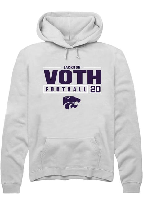 Jackson Voth Rally Mens White K-State Wildcats NIL Stacked Box Hooded Sweatshirt