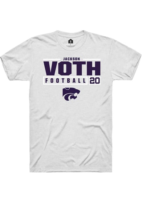 Jackson Voth White K-State Wildcats NIL Stacked Box Short Sleeve T Shirt