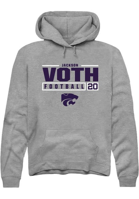 Jackson Voth Rally Mens Graphite K-State Wildcats NIL Stacked Box Hooded Sweatshirt