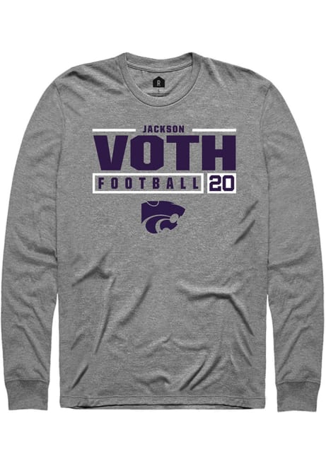 Jackson Voth Rally Mens Graphite K-State Wildcats NIL Stacked Box Tee