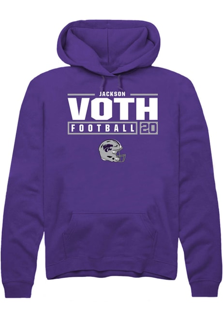 Jackson Voth Rally Mens Purple K-State Wildcats NIL Stacked Box Hooded Sweatshirt