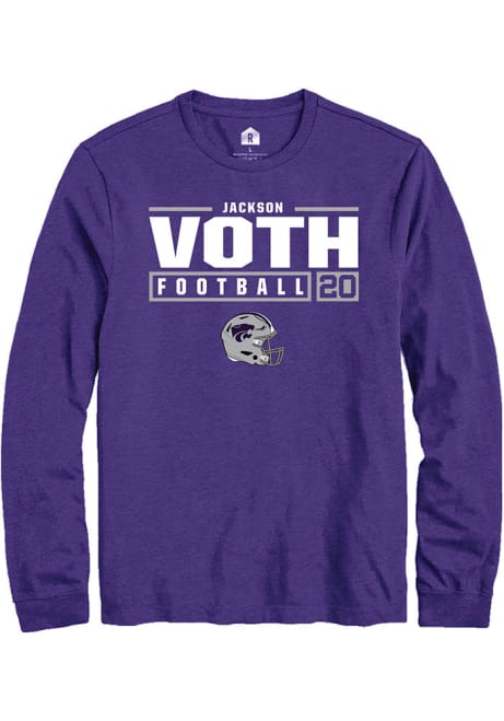 Jackson Voth Rally Mens Purple K-State Wildcats NIL Stacked Box Tee