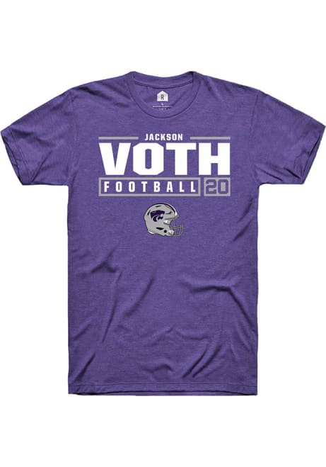 Jackson Voth Purple K-State Wildcats NIL Stacked Box Short Sleeve T Shirt