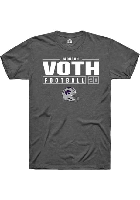 Jackson Voth Dark Grey K-State Wildcats NIL Stacked Box Short Sleeve T Shirt