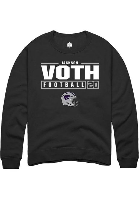 Jackson Voth Rally Mens Black K-State Wildcats NIL Stacked Box Crew Sweatshirt