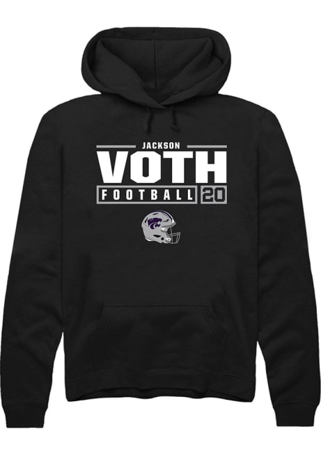 Jackson Voth Rally Mens Black K-State Wildcats NIL Stacked Box Hooded Sweatshirt