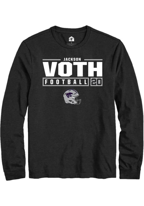 Jackson Voth Rally Mens Black K-State Wildcats NIL Stacked Box Tee